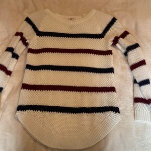 Medium White with Blue and Red Stripe Sweater